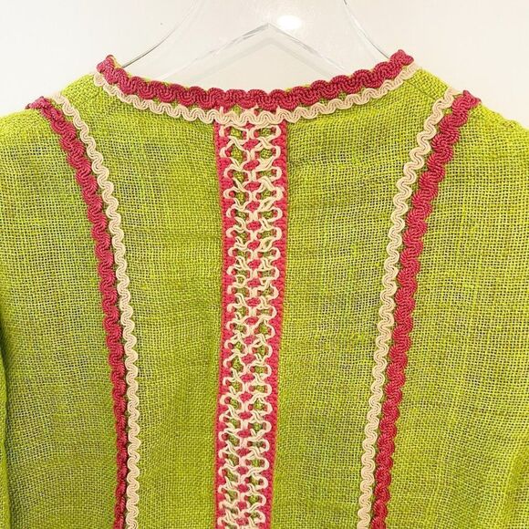 Ralph Lauren Green Linen Embroidered Tapestry Jacket Coat Artsy Lagenlook Artisa - Picture 6 of 8